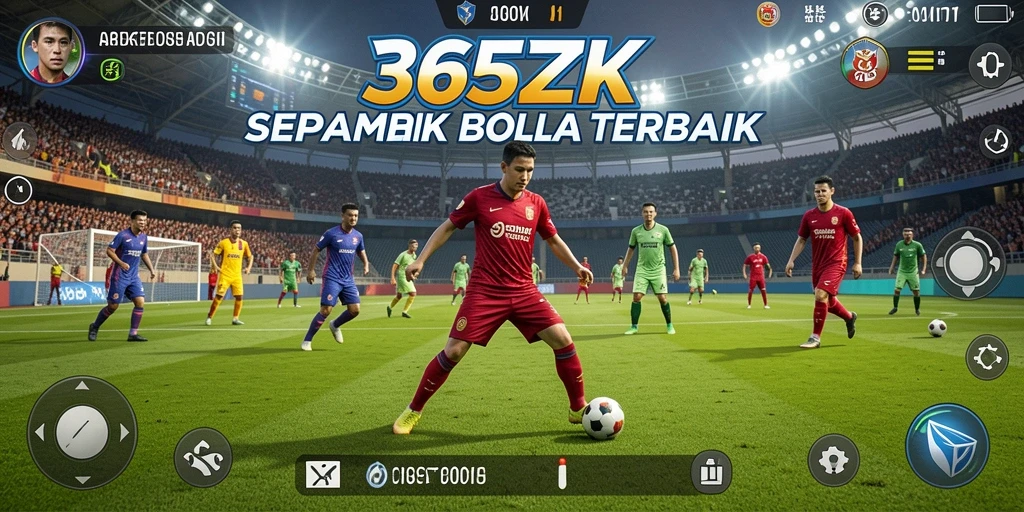Tampilan gameplay menarik di 365ZK menghadirkan aksi sepak bola yang seru.