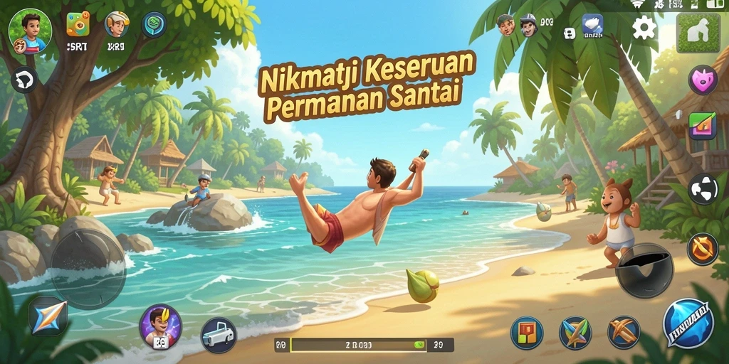 Gameplay santai 5RT yang menyenangkan dan penuh warna.