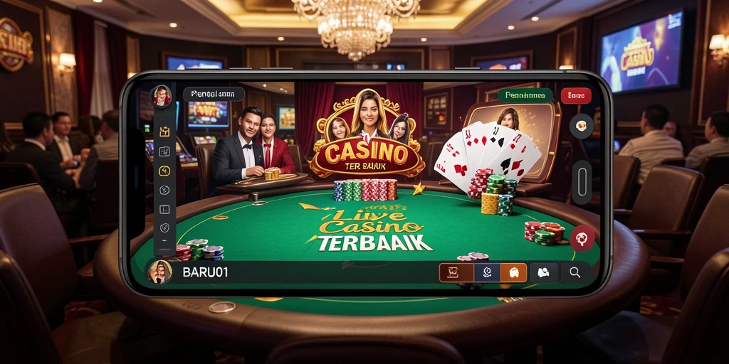 Screenshot gameplay BARU01 menampilkan suasana Live Casino yang mendebarkan.