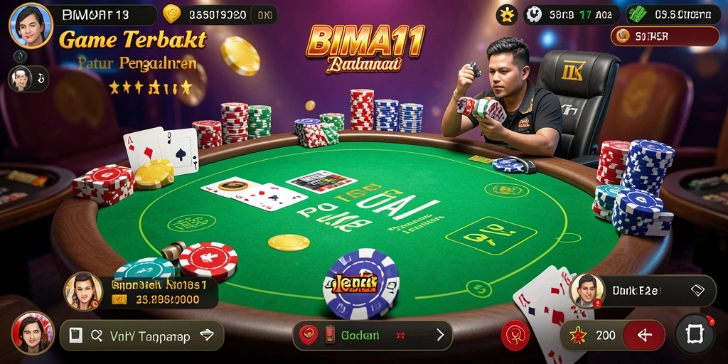 Tampilan gameplay poker BIMA11 yang menarik dan interaktif.