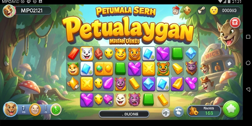 Screenshot MPO2121 menampilkan aksi seru permainan Match-3.