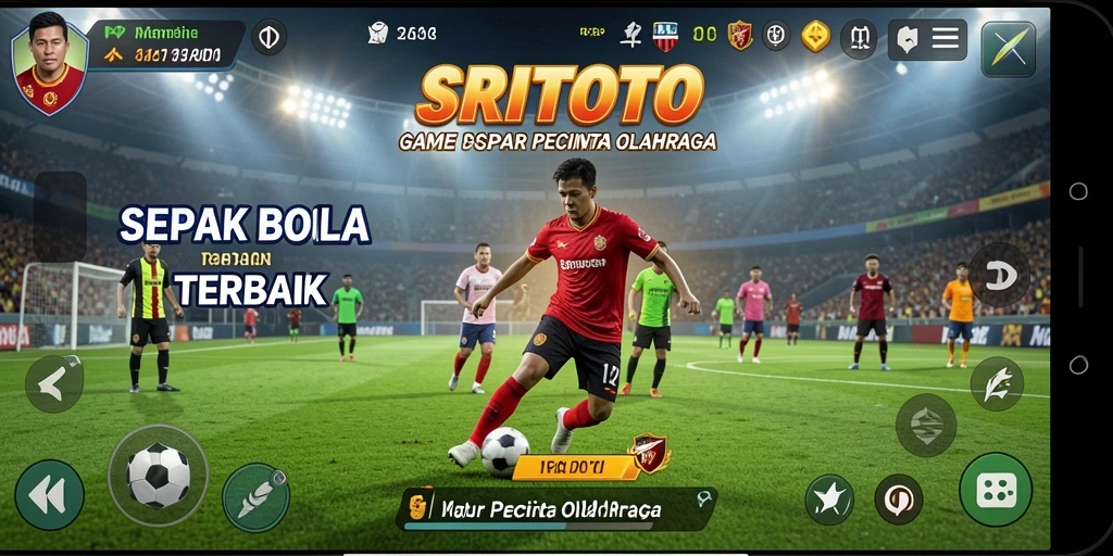 Tangkapan layar utama SRITOTO menampilkan aksi seru permainan sepak bola.