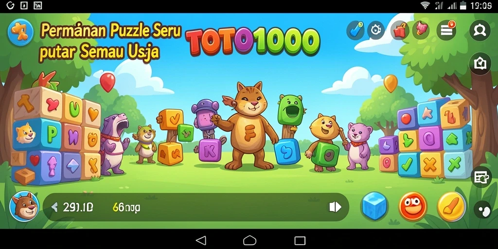 Screenshot TOTO1000 menunjukkan gameplay dengan teka-teki menarik.