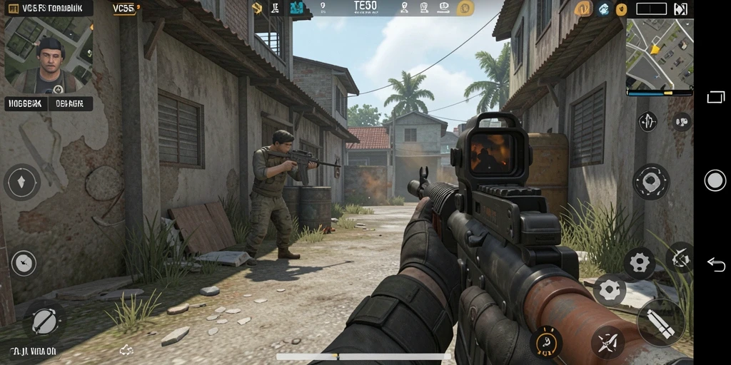 Tangkapan layar menunjukkan aksi seru dalam permainan FPS.
